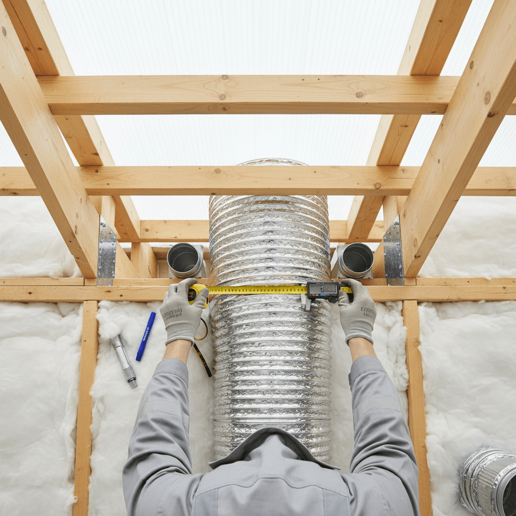 Technician inspecting HVAC ductwork and ventilation system