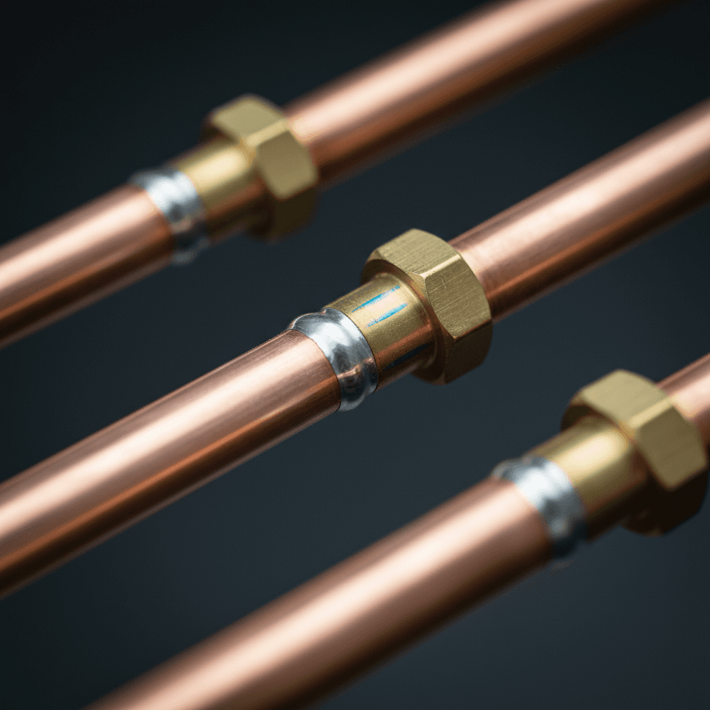 Refrigerant gauges and service hoses on AC unit